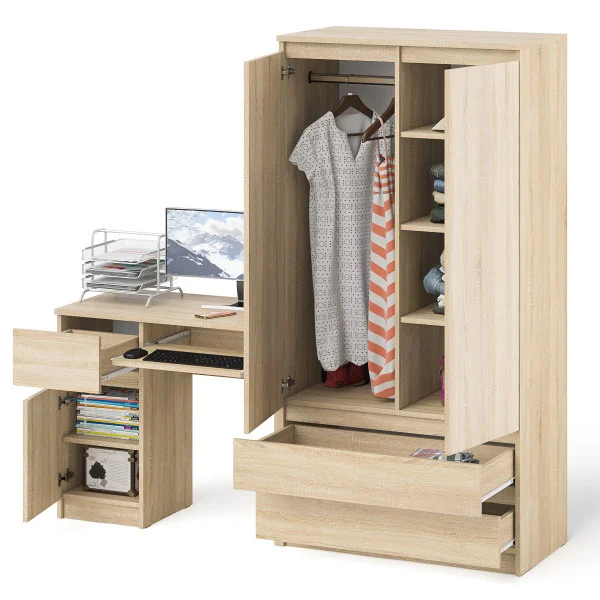 Комплект стол компьютерный МС-1 левый + Шкаф МШ 900.1 дуб сонома