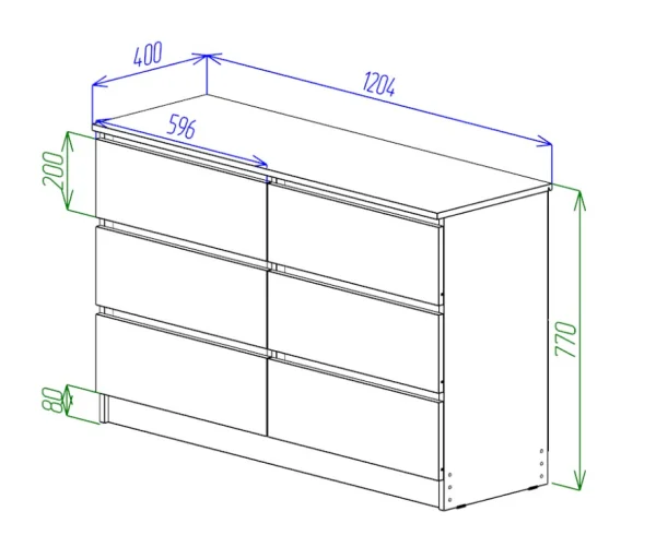 Комод Охта Лайт 1200.6 дуб вотан/белый Комод Охта Лайт 1200.6 дуб вотан/белый