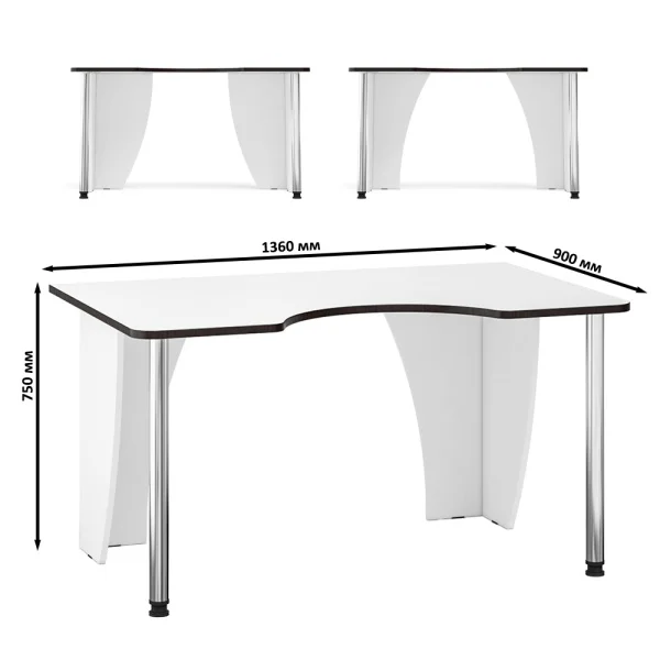 Стол для геймера СК-2 белый/кромка венге