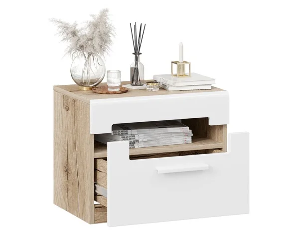 Тумба прикроватная Фьюжн дуб делано/белый глянец Тумба прикроватная Фьюжн дуб делано/белый глянец