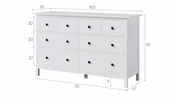 Комод 8 ящиков Кымор белый Комод 8 ящиков Кымор белый