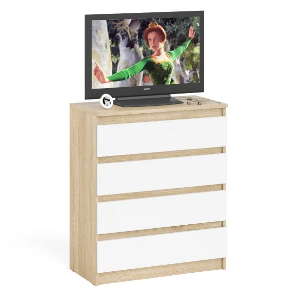 Комод четыре ящика МК 800.4 дуб сонома/белый Комод четыре ящика МК 800.4 дуб сонома/белый