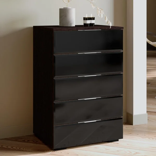 Комод Алекса венге/лакобель черный Комод Алекса венге/лакобель черный