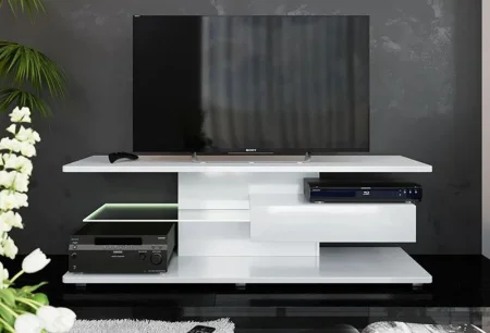 Тумба ТВ Diamond тип 1 белый/белый глянец Тумба ТВ Diamond тип 1 белый/белый глянец