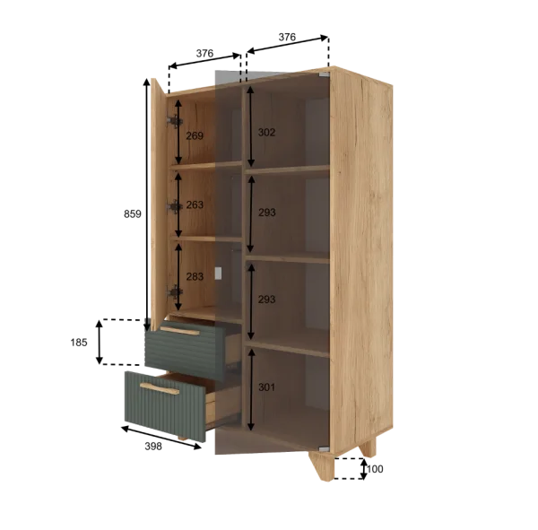 Шкаф-витрина Ньерд дуб вотан/можжевельник Шкаф-витрина Ньерд дуб вотан/можжевельник