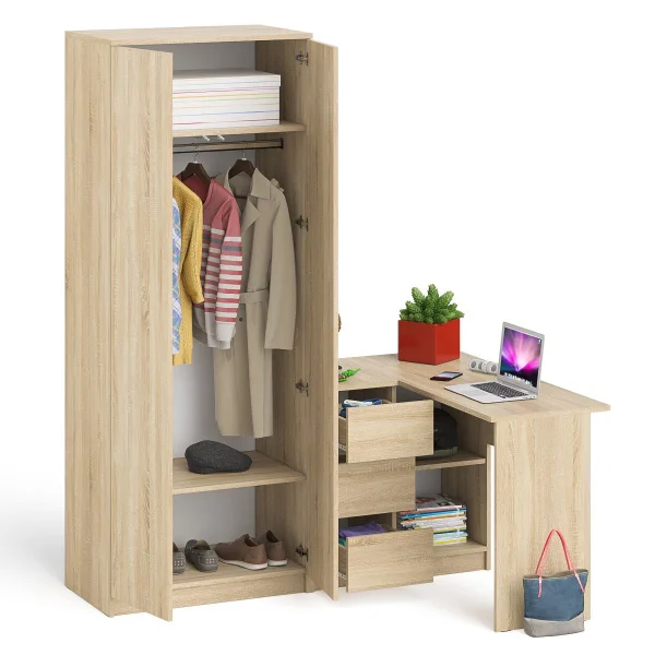 Комплект стол компьютерный МС-16 левый + Шкаф МШ 800.1 дуб сонома