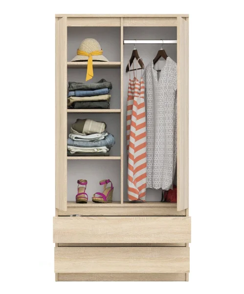 Шкаф два ящика и две дверки МШ 900.1 дуб сонома