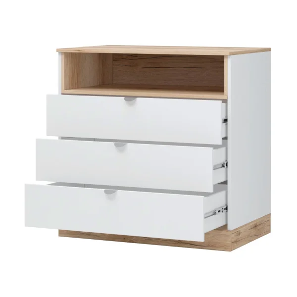 Комод 3 ящика Юкки КМ3Я-900 дуб делано/белый Комод 3 ящика Юкки КМ3Я-900 дуб делано/белый