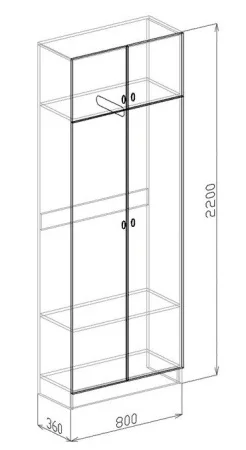 Шкаф двухдверный Вега ясень шимо темный/рельеф пастель