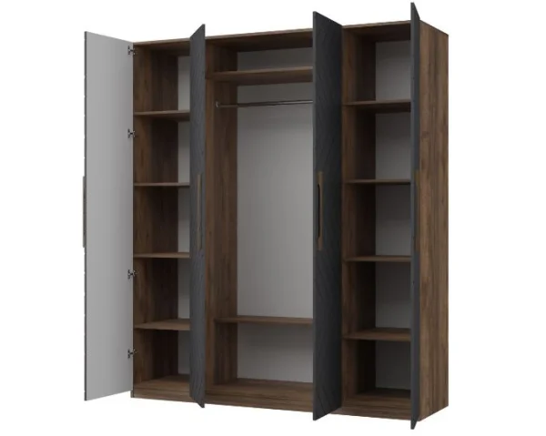 Шкаф 4-х створчатый Копенгаген дуб самдал/серый графит