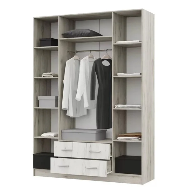 Шкаф 4-х створчатый Гармония ШК-602 М дуб крафт белый/дуб крафт серый