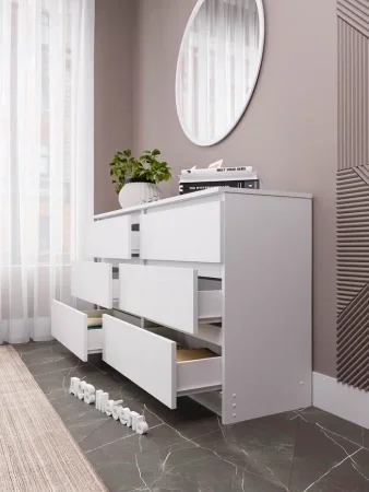 Комод шесть ящиков Мори МК 1380.6 белый