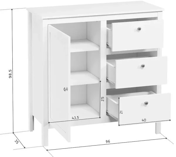 Тумба Ева (Хельга) KOM1D3S/95 белый Тумба Ева (Хельга) KOM1D3S/95 белый