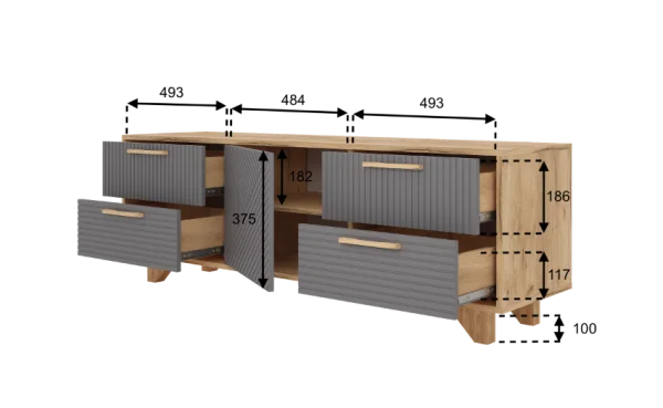 Тумба ТВ Ньерд 1501.4 дуб вотан/черника