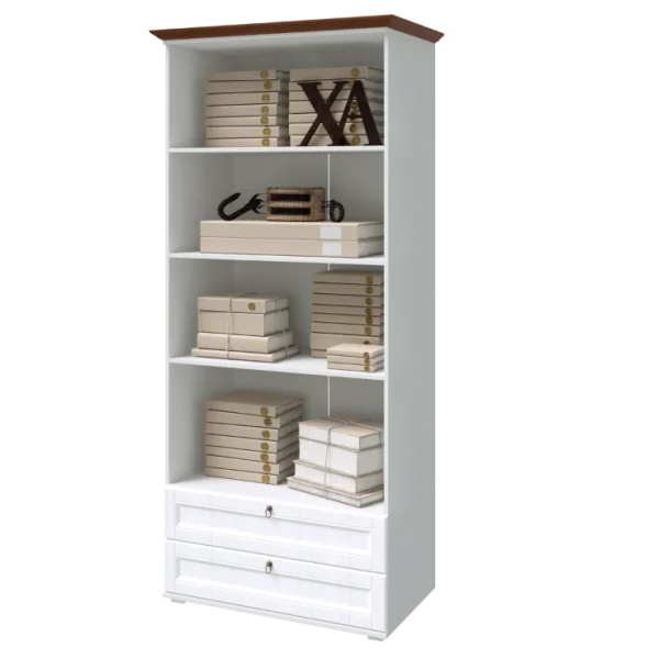 Шкаф 2-х створчатый со стеклом Валенсия белый