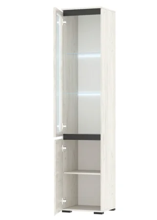 Пенал-витрина Гретта 1В1С дуб крафт белый/антрацит