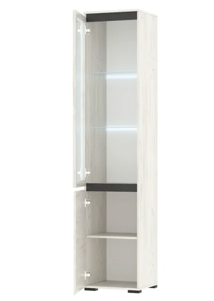 Пенал-витрина Гретта 1В1С дуб крафт белый/антрацит Пенал-витрина Гретта 1В1С дуб крафт белый/антрацит