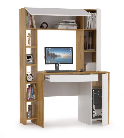 Стол компьютерный Комфорт 12.71 дуб золотой крафт/белый