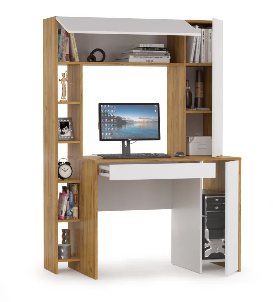 Стол компьютерный Комфорт 12.71 дуб золотой крафт/белый