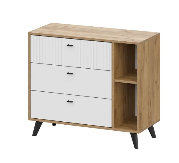 Комод Милан 3 ящика дуб золотой/белый матовый Комод Милан 3 ящика дуб золотой/белый матовый