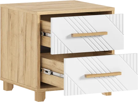 Тумба прикроватная Ирис браш вайт/дуб крафт (2 шт)