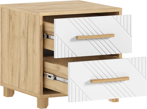 Тумба прикроватная Ирис браш вайт/дуб крафт (2 шт) Тумба прикроватная Ирис браш вайт/дуб крафт (2 шт)