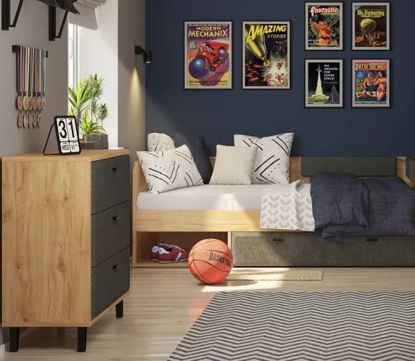 Комод с 3 ящиками Грейс KOM3S дуб наварра/графит