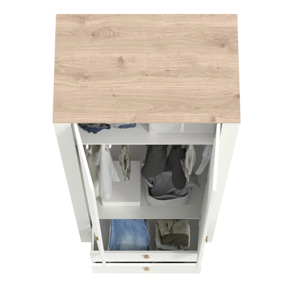 Шкаф для одежды с ящиками Джастин 13.339 белый шагрень/дуб белый