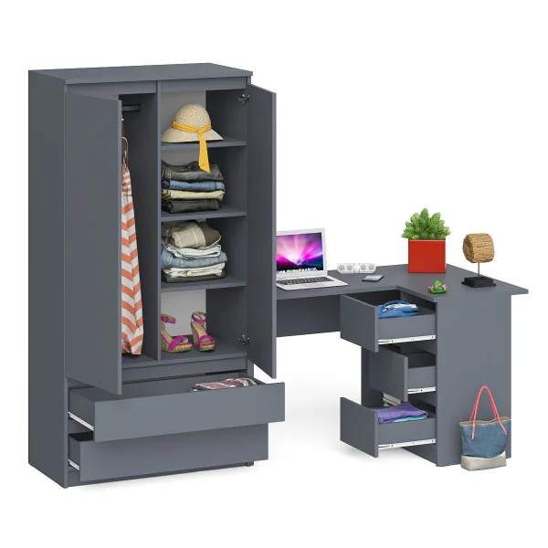 Комплект мебели Мори Стол компьютерный МС-16 + Шкаф МШ 900.1 графит
