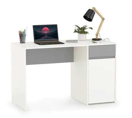 Стол письменный Торонто 12.149 белый шагрень/стальной серый