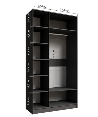 Шкаф Мадрид 1,2 с зеркалом графит серый