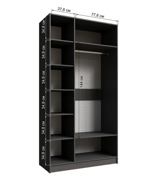 Шкаф Мадрид 1,2 с зеркалом графит серый