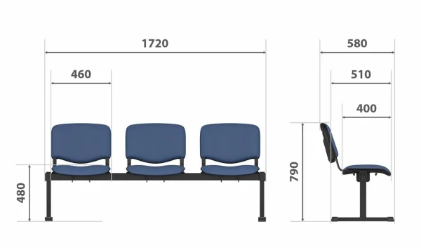 Многоместная секция Изо 3 черный