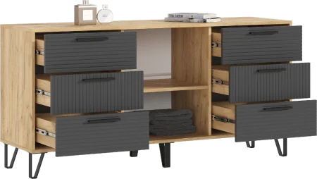 Комод Флэш 1500 браш графит/дуб крафт