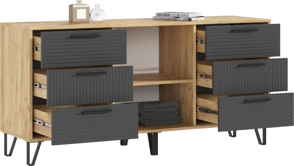 Комод Флэш 1500 браш графит/дуб крафт Комод Флэш 1500 браш графит/дуб крафт