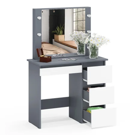 Стол косметический с подсветкой Сура графит/белый