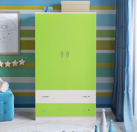 Шкаф двухстворчатый дуб молочный/лайм