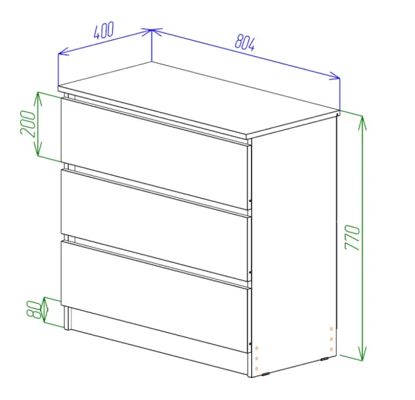 Комод Охта Лайт 800.3 дуб вотан/белый Комод Охта Лайт 800.3 дуб вотан/белый