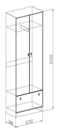 Шкаф 2-х дверный София-2 венге/белый дым