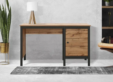 Стол письменный Лофт BIU/130 дуб вотан/черный