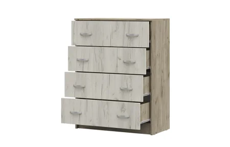 Комод Бася КМ-554М дуб крафт серый/дуб крафт белый