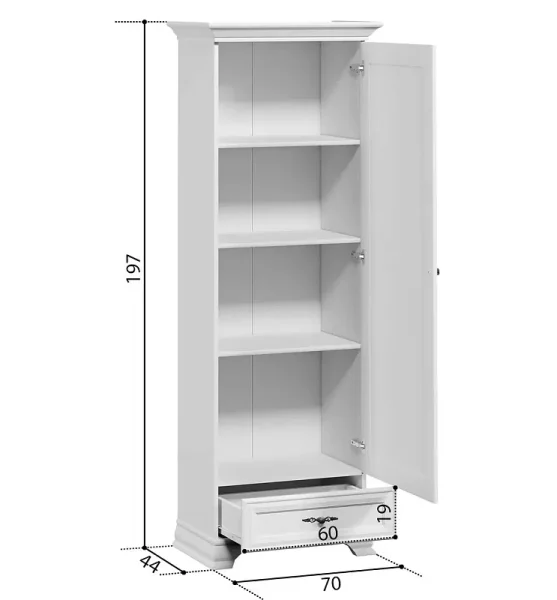 Шкаф Кентаки REG1D1S белый