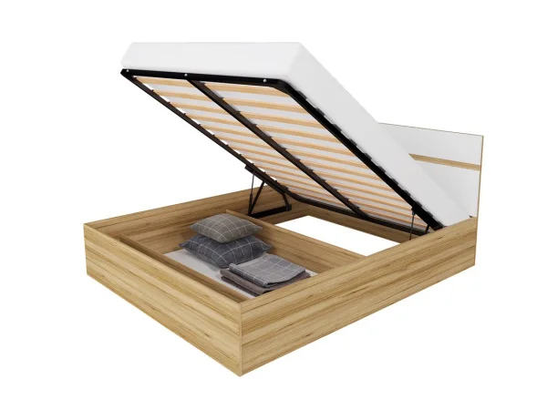 Кровать Ненси 1,6 дуб крафт золотой/белый глянец Кровать Ненси 1,6 дуб крафт золотой/белый глянец