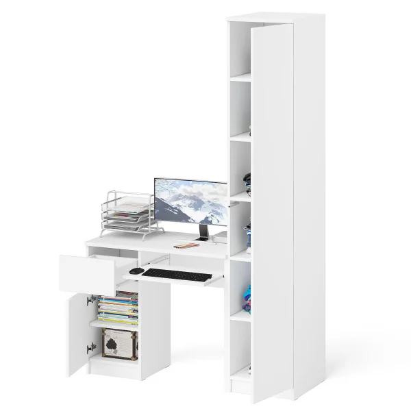 Комплект Мори Стол компьютерный МС-1 левый + Пенал МШ 400.1 белый