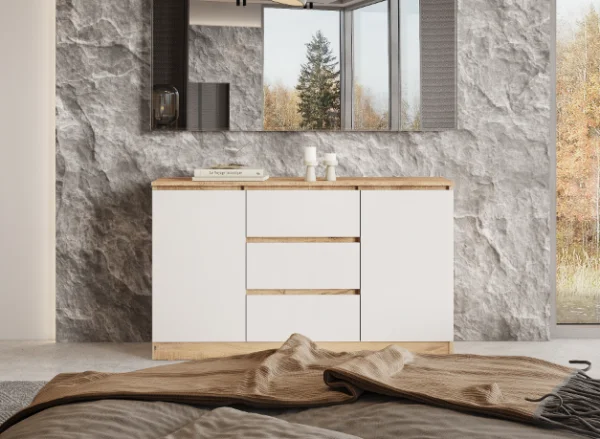 Комод Охта Лайт 1200.3 дуб вотан/белый Комод Охта Лайт 1200.3 дуб вотан/белый