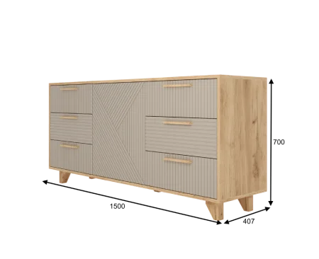 Комод Ньерд 1500 дуб вотан/ива пепельная