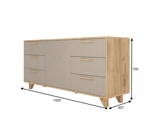 Комод Ньерд 1500 дуб вотан/ива пепельная Комод Ньерд 1500 дуб вотан/ива пепельная