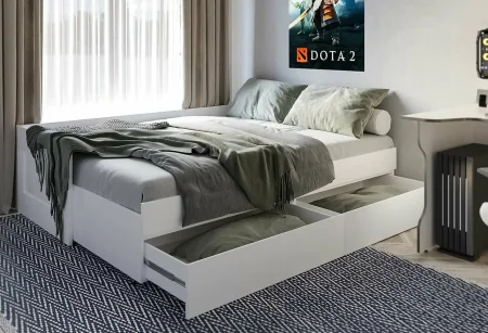 Кровать раздвижная Сириус 80х200 с ящиками белый