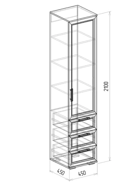 Пенал с ящиками Корвет Люкс №13 венге