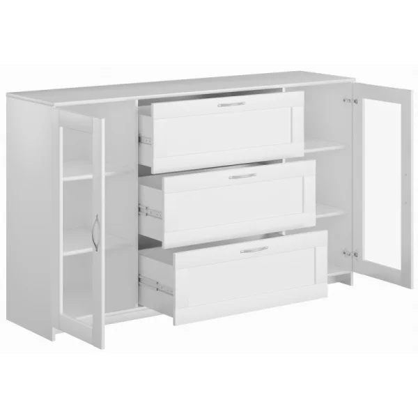 Тумба Сириус 2 двери со стеклом и 3 ящика белый (156х95) Тумба Сириус 2 двери со стеклом и 3 ящика белый (156х95)